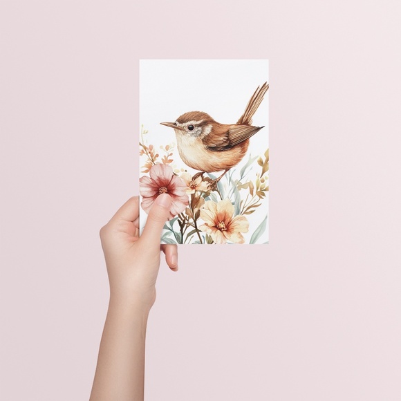 Watercolor Wren Bird Portrait Wall Art Illustration Print Poster Unframed - Picture 6 of 9